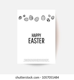 Easter egg  greeting card. Vector Easter Flyer Illustration with line eggs. Place for your text.