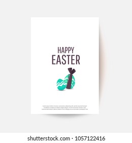Easter egg  greeting card. Vector Easter Flyer Illustration with painted eggs. Place for your text.
