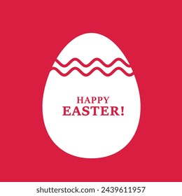 Huevo de Pascua con saludo sobre fondo rojo. Diseño de tarjeta de felicitación de Pascua.
