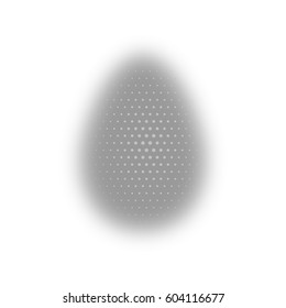 Easter egg grey, blurred. Happy Easter. Christ Is Risen. halftone effect. white, festive background. vector illustration.