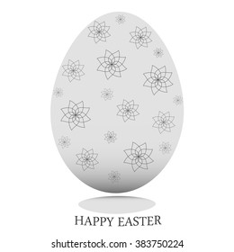 Easter egg grey with flowers.Vector illustration