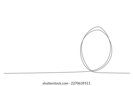 Easter egg hand draw continues line. Vector stock illustration isolated on white background for template spring holiday, menu in restaurant, greeting card, invitation to egg hunt. Editable stroke.