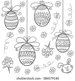 Easter egg hand draw doodles