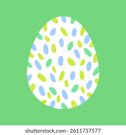 Easter egg with hand drawn abstract pattern, simple cute vector illustration. Spotted easter egg, blue and green dots on white.