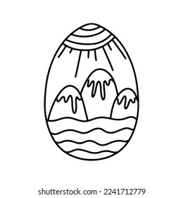 Easter egg in hand drawn doodle style. Coloring book for children.