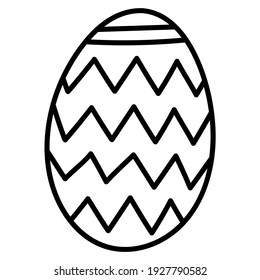 Easter egg hand drawn icon, Decorative doodle egg with wave pattern ,Vector illustration. Isolated on white background, eps 10
