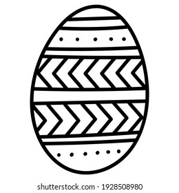 Ostereier handgezeichnet Ikone, dekoratives doodle Ei mit gewelltem Muster, Vektorgrafik. Einzeln auf weißem Hintergrund, EPS10