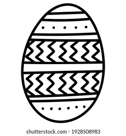 Ostereier handgezeichnet Ikone, dekoratives doodle Ei mit gewelltem Muster, Vektorgrafik. Einzeln auf weißem Hintergrund, EPS10