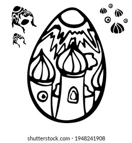 easter egg. hand drawn illustration in doodle style. easter holiday design. Vector isolated on white background.