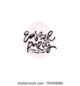 Easter egg with hand drawn lettering. Easter party. Typography design elements for prints, cards, posters, products packaging, branding. 