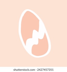 Easter egg, hand-drawn, delicate peach with a white outline, separately