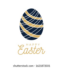 Easter egg. Hand-drawn egg in doodle style with greeting Easter lettering and patterns inside