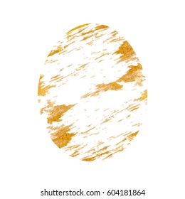 Easter egg with handwritten text. Illustration in gold color.