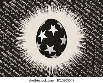 Easter Egg with Happy Easter Day handwritten fonts in brown choco background. vector illustration. EPS10