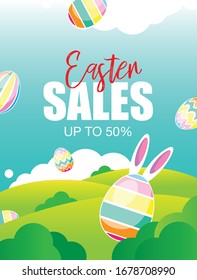 Easter egg are happy on sales with summer background