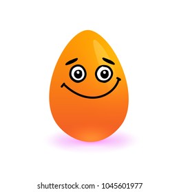 Easter Egg Happy Smiling Orange Cartoon Isolated On White Background Vector Illustration