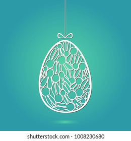 Easter egg with hares for decoration of postcards, packages. Decorative Easter egg.