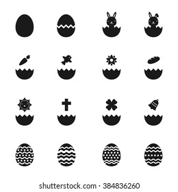 Easter Egg Hatch Icons Set Illustration Black And White Color Isolated On White Background