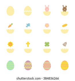 Easter egg hatch icons set illustration colorful isolated on white background