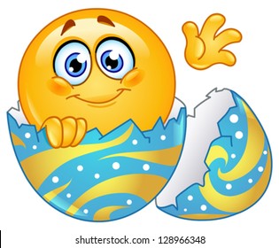 Easter egg hatching emoticon