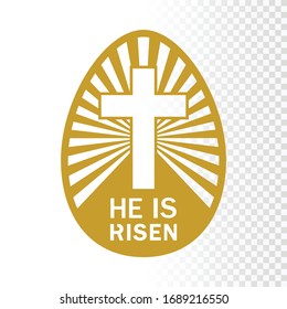 Easter egg - He is risen. Cutting template. Vector. 