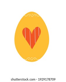 Easter egg with a heart. Greeting card, poster in flat style. Vector illustration
