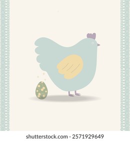 Easter egg and hen . Vector illustration