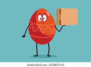 
Easter Egg Holding a Delivery package Vector Cartoon Illustration. Fast courier service during Easter holidays concept image
