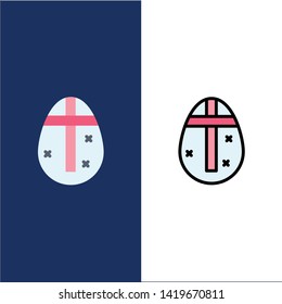 Easter Egg, Egg, Holiday, Holidays  Icons. Flat and Line Filled Icon Set Vector Blue Background