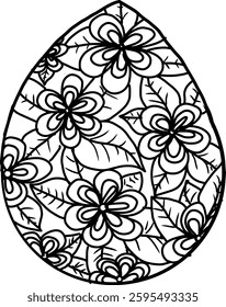An Easter egg. A huge egg and flowers, leaves. You can color it with colored paint or pencil.