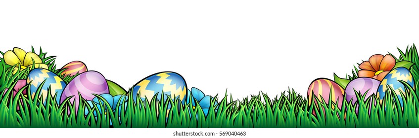 An Easter Egg Hunt Background Border Frame Or Footer Graphic