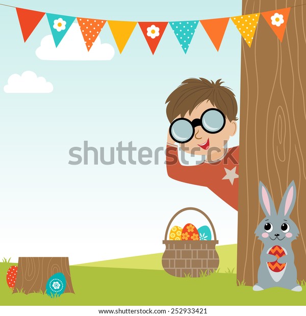 Easter Egg Hunt Background Copy Space Stock Vector Royalty Free