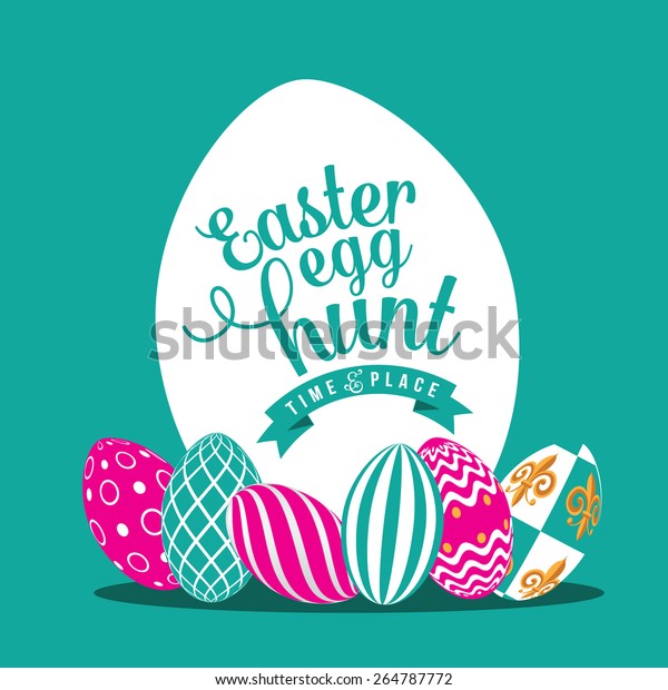 Easter Egg Hunt Background Flat Design Stock Vector Royalty Free