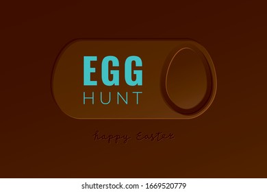 Easter Egg Hunt Chocolate On Off Toggle Switch Egg Shape Button Style Logo with Greetings Lettering Creative Concept - Brown on Similar Background - Vector Gradient Graphic Design