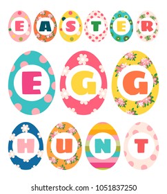 Easter egg hunt, colorful vector illustration design for banners, flyers, greeting cards and invitations