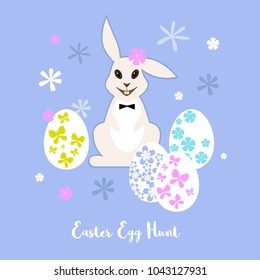 Easter Egg Hunt - Decorated easter eggs - Funny easter bunny - Pastel colors