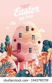 easter egg hunt design template vector and illustration