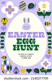 easter egg hunt design template vector, illustration