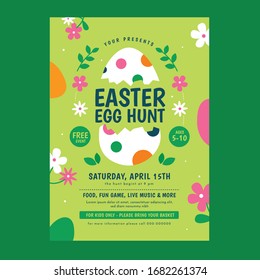 An Easter Egg Hunt Flyer With Floral