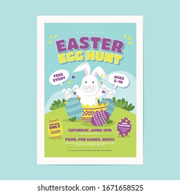 Easter Egg Hunt Flyer Poster Happy Easter Rabbit Bunny