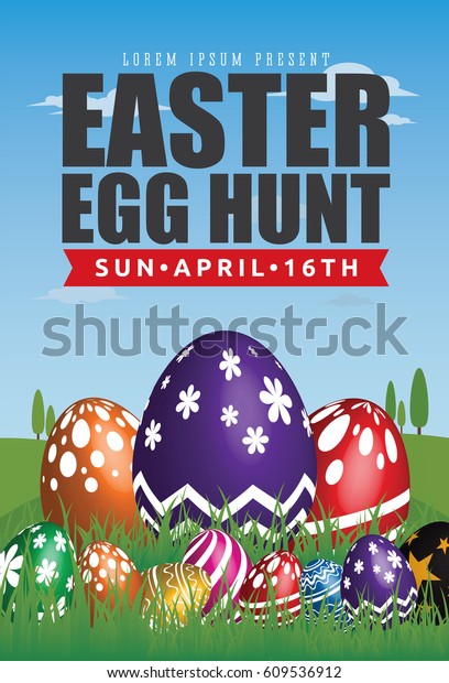 Easter Egg Hunt Flyer Template Design Stock Vector Royalty Free