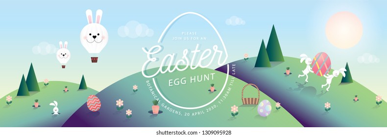 easter egg hunt / greetings template vector/illustration
