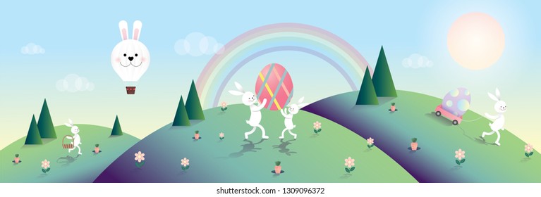 easter egg hunt / greetings template vector/illustration