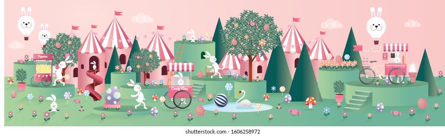 easter egg hunt greetings template vector/illustration