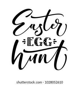 Easter Egg Hunt Handwritten Lettering. Vector Illustration. Isolated on white background.