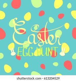 Easter egg hunt, holiday greeting card, banner design template, vector illustration