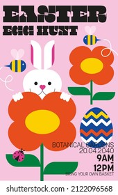 easter egg hunt invitation design template vector, illustration