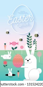 easter egg hunt invitation poster/banner/card template vector/illustration