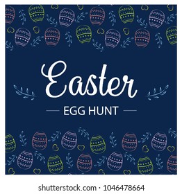 Easter egg hunt invitation template. Vector Happy Easter. Greeting easter card.