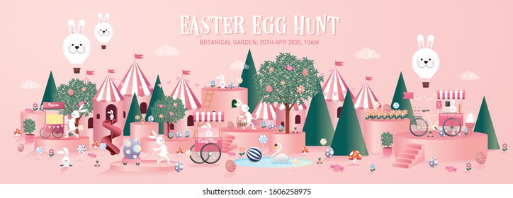 easter egg hunt invitation template vector/illustration